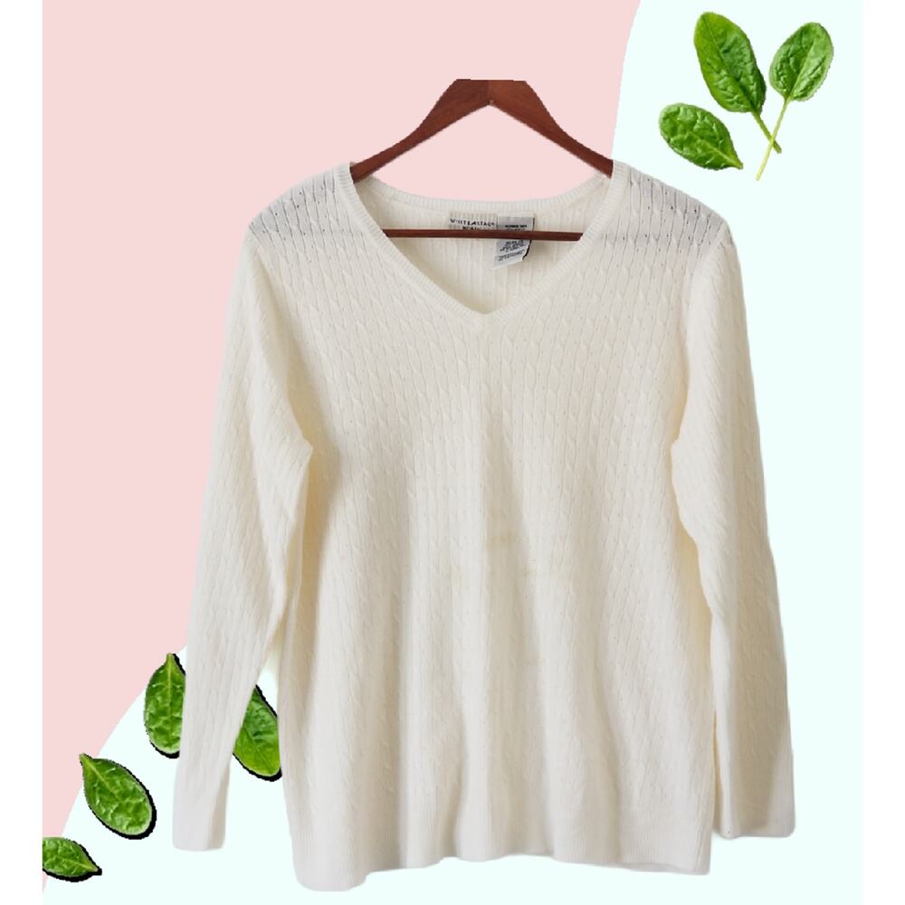 White Stag Women's winter white Rope Pattern sweater - Size 36 (16W)